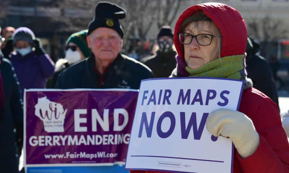 More than 70 people gathered at a rally in January, calling for an end to partisan redistricting and gerrymandering in Wisconsin.