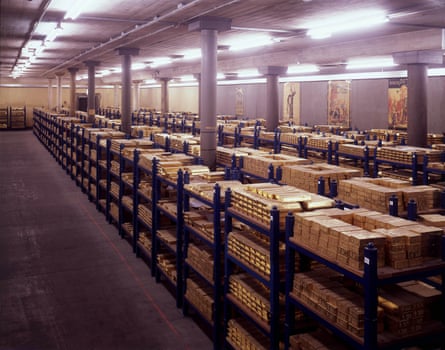Bank of England vaults full of gold bars