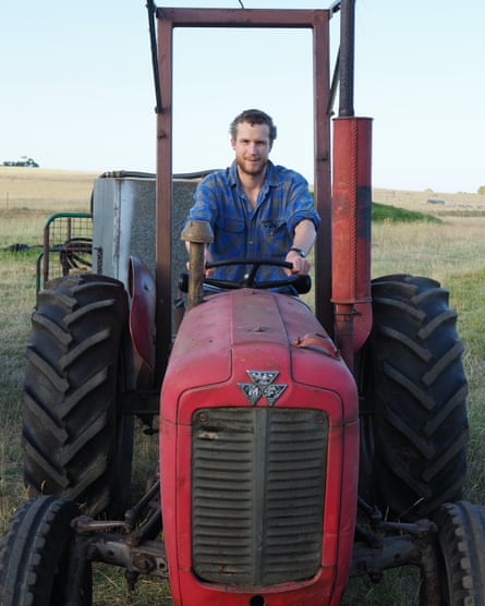 Joel Pedro on a tractor on his family’s farm