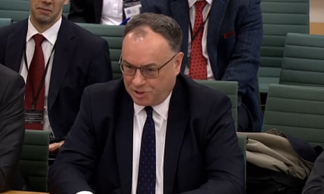 Bank of England governor Andrew Bailey addresses the Treasury select committee
