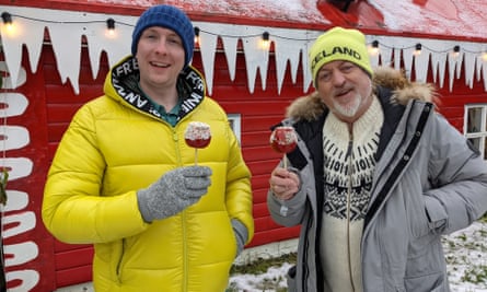 Joe Lycett and Bill Bailey in Iceland for the Travel Man Christmas Special.