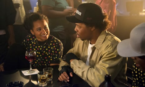 Rhyon Nicole Brown as Michel’le and Omari Wallace as Eazy E in Surviving Compton.