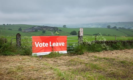 A Vote Leave campaign sign in the Derbyshire countryside ahead of the 2016 referendum.
