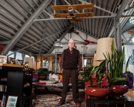 Farrell in his flat above his former aircraft factory office.