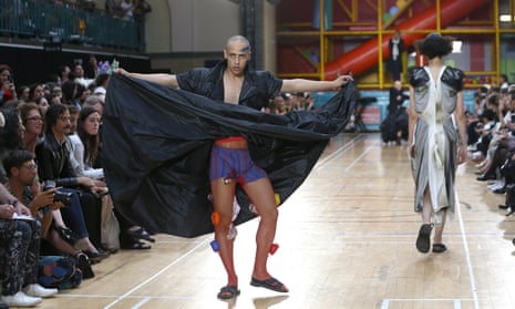 Male models at the Vivienne Westwood show at London Fashion Week.