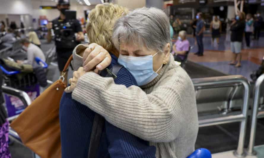There were emotional scenes at Auckland international airport on Monday as families were reunited.