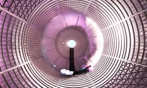 Work is carried out on a Space Launch System liquid oxygen tank.