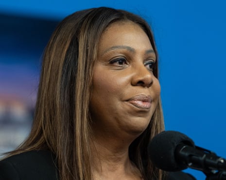 Letitia James speaks before helping to distribute a Thanksgiving meal with Mayor-elect Zohran Mamdani in New York, 27 November 2025.
