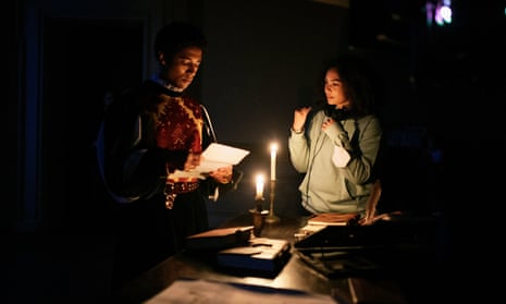Alberto Boubakar Malanchino, who plays Alessandro de’ Medici, and Daphne Di Cinto on set of Il Moro.