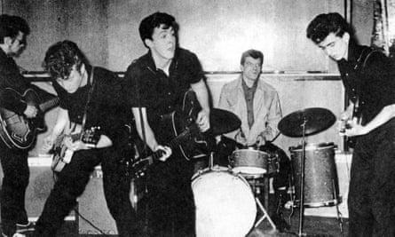 With a little help from my friend … John and Paul’s post-Quarry Men band the Silver Beetles in 1960.