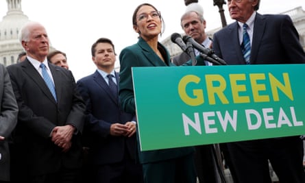 Sanders put forward a Green New Deal with the New York congresswoman Alexandria Ocasio-Cortez.