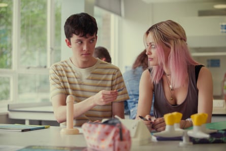 Asa Butterfield as Otis and Emma Mackey as his unrequited crush, Maeve, a bookish bad girl with a soft centre.