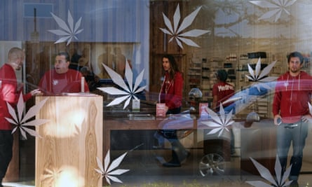 Customers at MedMen, a medical marijuana dispensary in Los Angeles. Use of the drug to ease pain and disease has already been decriminalised in California.