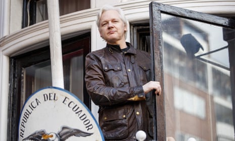 Julian Assange on the balcony of the Ecuadorian embassy, London