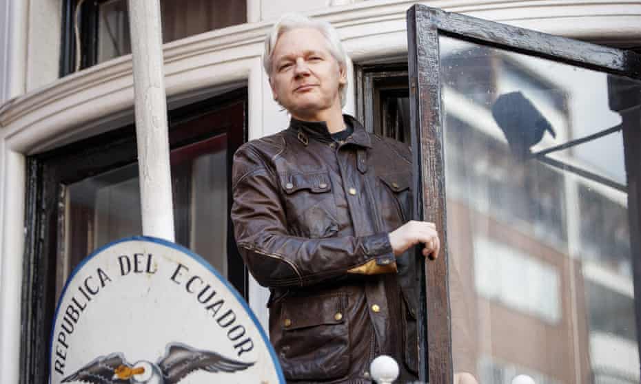 Wikileaks founder Julian Assange on the balcony of Ecuadorian embassy in London.
