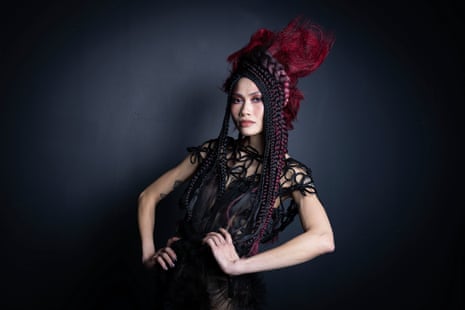 Woman with long elaborate hair