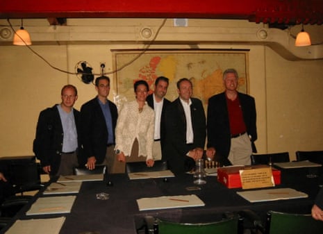 Spacey, 2nd right, with Clinton, right, Maxwell, centre, and others.