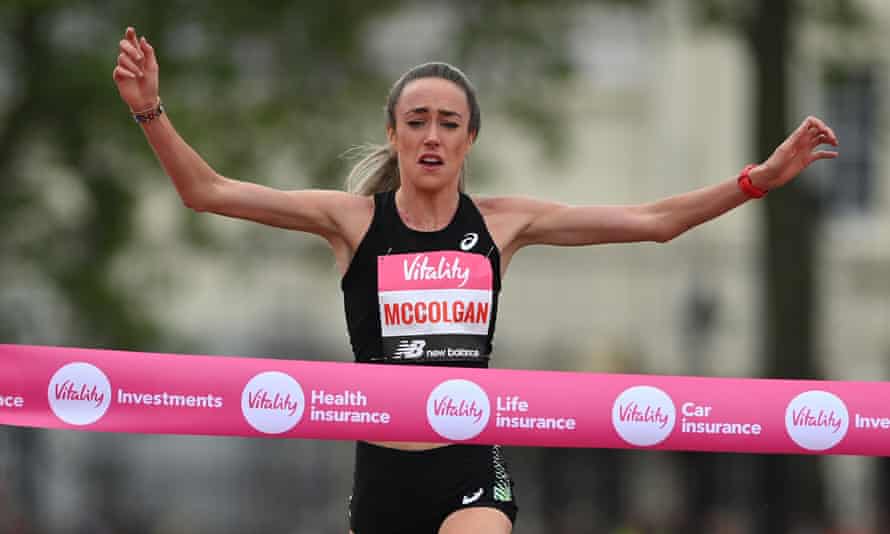 ‘I’m not getting any younger’: Mo Farah loses to club runner on return to racing | Mo Farah 1 Eilish McColgan continues her impressive start to the season with victory in the women’s race.