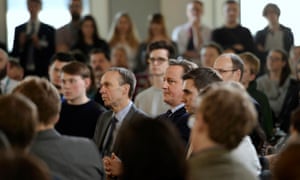 David Cameron during question and answer session with students in Ipswich