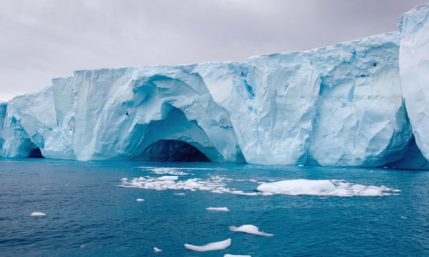 Icebergs among the ice floe in the Southern Ocean
