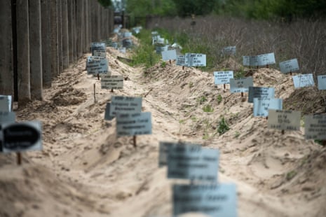 Graves of people who died in the Kyiv region as a result of the Russian invasion of Ukraine remain mostly unmarked near the city of Brovary.
