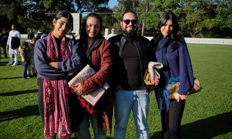 Nashmiya Hammad, Amber Hammad, Hammad Hussein and relative pose for a photo at Eid ul Fitr prayers in Parramatta Park