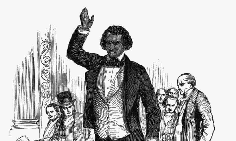 Frederick Douglas Addressing Audience<br>(Original Caption) Frederick Douglas (1817-1895) addressing an English audience during his visit to London in 1846. He also pleaded for Irish Home Rule. Undated engraving.