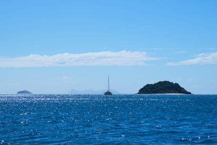 A yacht sailing in Fiji waters.