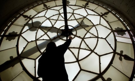 The clock face at Manchester Town Hall.