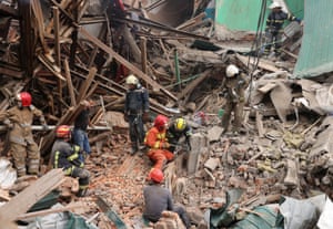 Chuhuiv, Ukraine: firefighters search for survivors at the House of Culture after a Russian military strike on the city in the Kharkiv region
