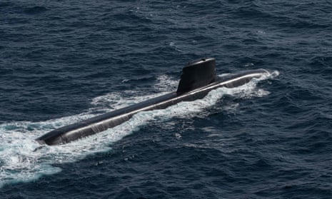 File photo of a Naval Group submarine during tests in the Atlantic Sea