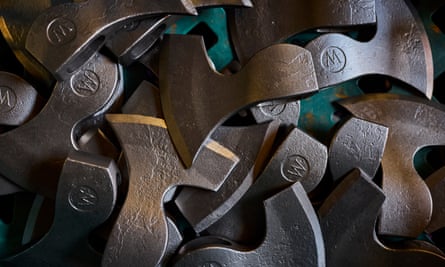 A pile of axe heads.