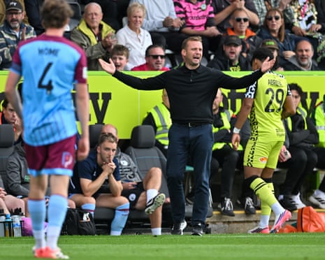 The Gatsehead manager, Lee Cattermole, protests a decision during his team's 4-0 loss away at Forest Green in the National League