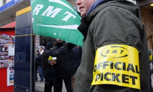 RMT
      union members picket at Victoria Station during the last strike in
      August 2015. 