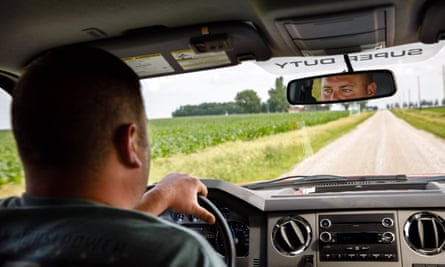 Mickelson drives near his farm in Duncombe, Iowa.