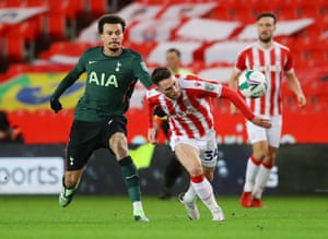 Dele Alli in action with Jordan Thompson.