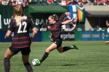 Portland’s Sam Coffey shoots during their 3-0 win over Chicago Red Stars last weekend.