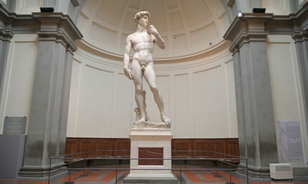 The original statue of Michelangelo’s David at the Galleria dell’Accademia in Florence.