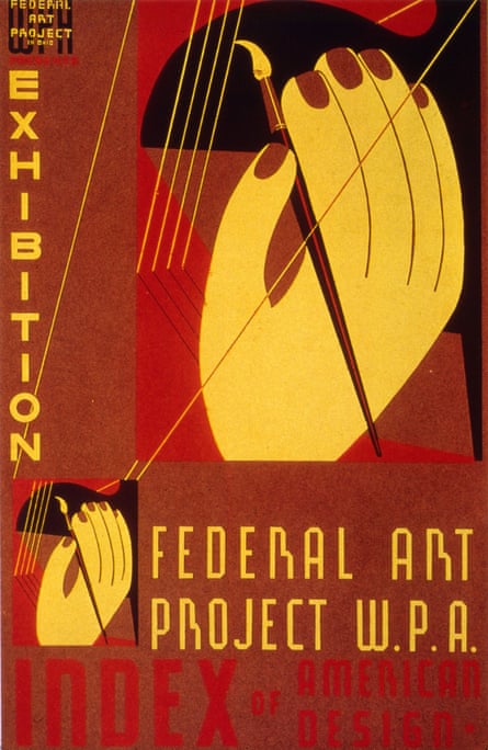 The poster for an exhibition of art produced under the Federal Art Project .