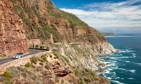 A car on Chapman’s Peak Drive, Cape Town, South Africa