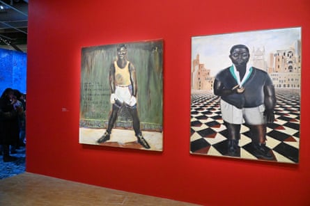 A view of two paintings from the Paris Noir exhibition at Centre Pompidou.