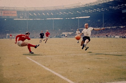 Geoff Hurst scores England’s third goal in the 1966 World Cup final.