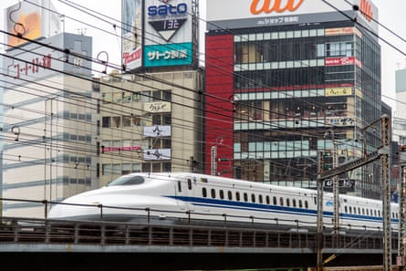 Quicksilver: the Shinkansen high-speed train leaves Tokyo.
