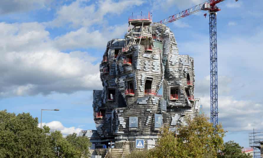Construction work taking place on the Frank Gehry-designed tower at Luma Arles, Provence, France.