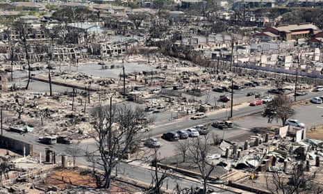 This photo provided by the Hawaii Department of Land and Natural Resources shows burnt areas in Lahaina on the Maui island, Hawaii, Friday, Aug. 11, 2023, following a wildfire.