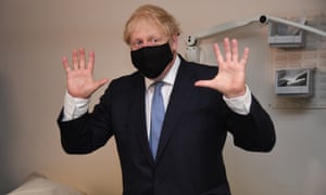 Boris Johnson during a visit to Tollgate Medical Centre in Beckton in east London on Friday.