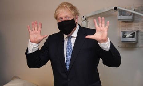 Boris Johnson during a visit to Tollgate Medical Centre in Beckton in east London on Friday.