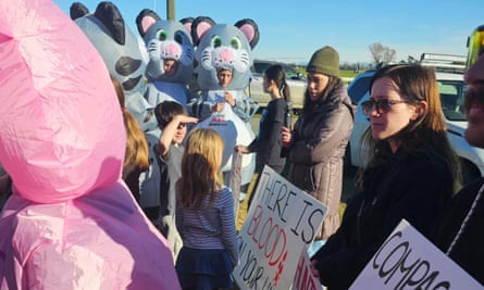 Animal Save Movement of protesters attend the hunting competition in North Canterbury.