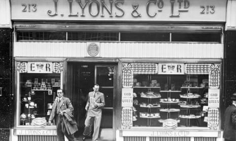 The Lyons coffee shop in London’s Piccadilly in the summer of 1953 – decorated for the coronation of Elizabeth II