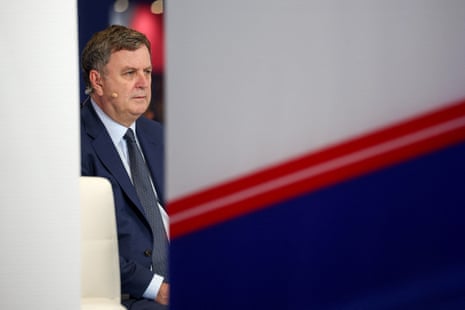 Mel Stride taking part in an interview at the Tory conference this morning.